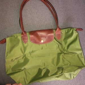 LongChamp small green shoulder tote